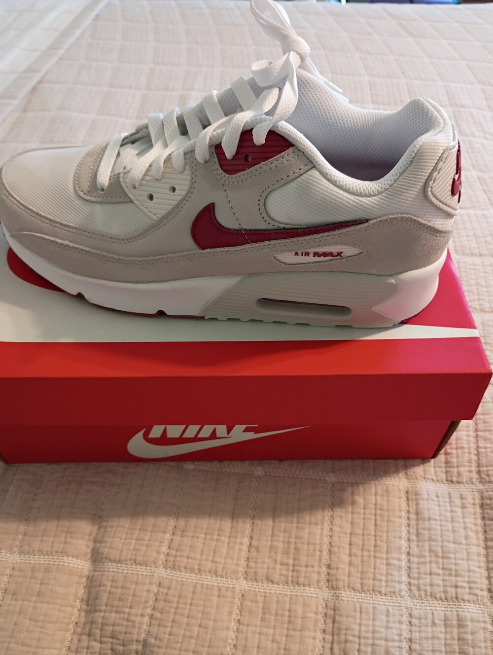 Nike Women’s Air Max Sneakers in White and Red (Dark Red). NWOT In original Box.